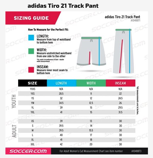 Adidas Tiro 21 Track Pant - sizes - NASA Tophat Junior Academy Girls