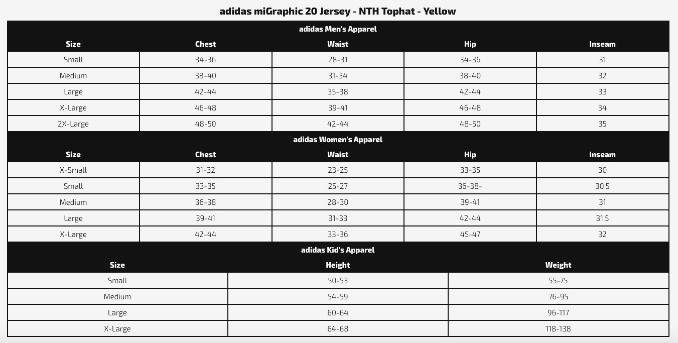 Adidas miGraphic 20 Jersey - sizes - NASA Tophat Junior Academy Girls